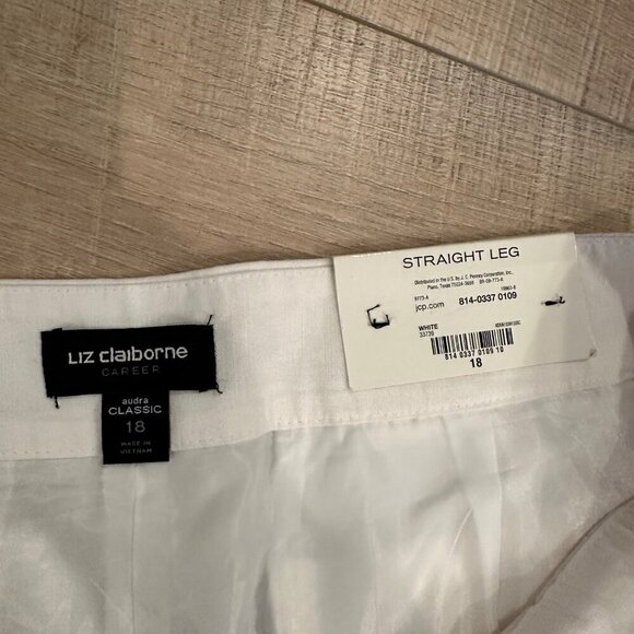 Liz Claiborne Womens White Straight Leg Linen Blend Career Pants Size 18 new - Picture 5 of 10